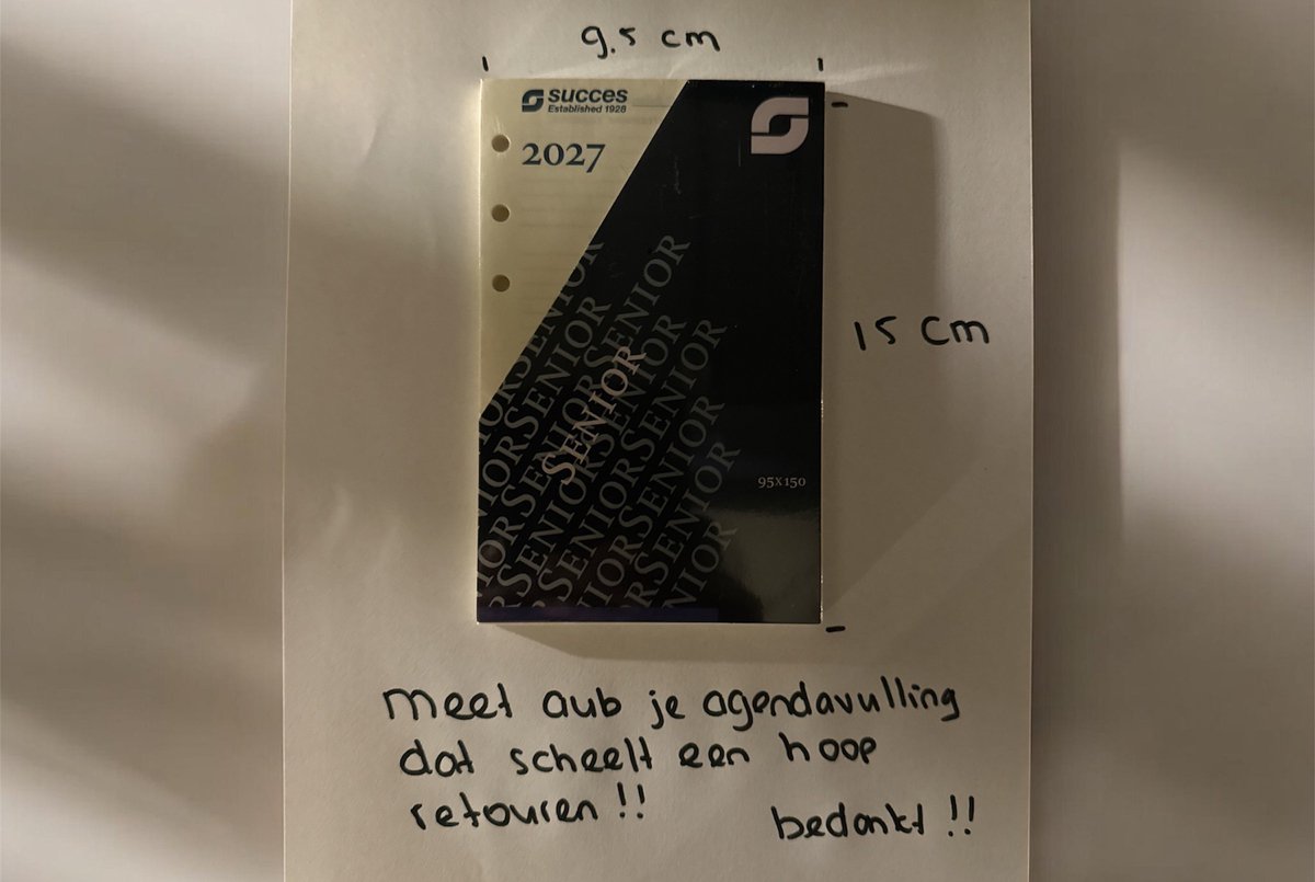 Succes Agendavulling 2027 - SENIOR - Kalendergedeelte Creme Papier - SENIOR - 1week/2pag (9.5cm x 15cm)
