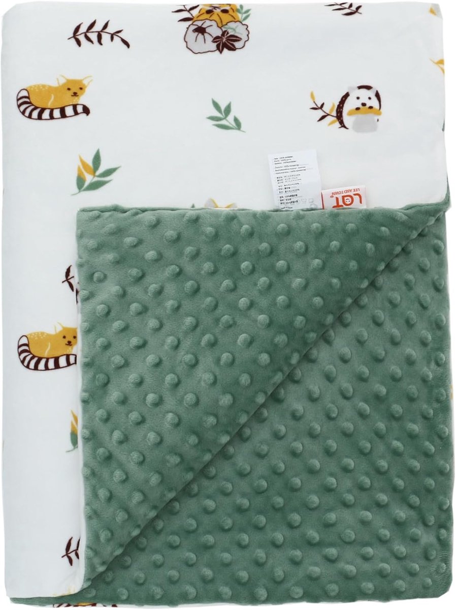 SnelShoppen - LAT Babydeken, Kinderen Dekentje met Minky, Knuffeldeken, Katoen, Kruipdeken, Buggydekentje, Unisex Babydeken voor Pasgeborenen en Kinde