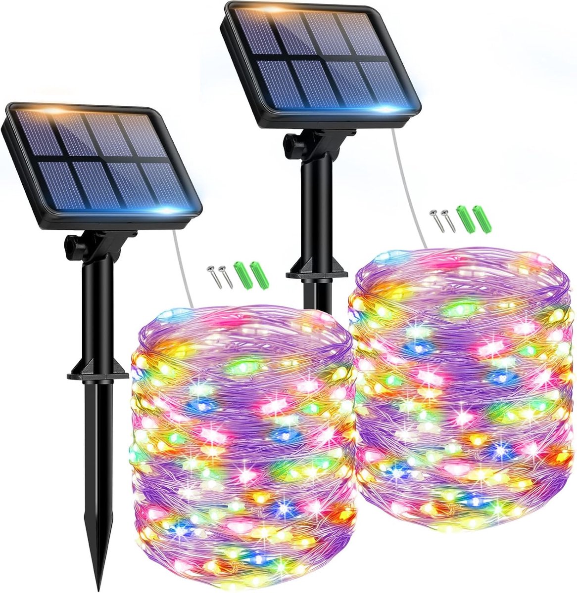 SnelShoppen - Solar Fairy Lights Buiten 2 x 8 m 80 LEDs IP65 Waterdicht Koperen Draad 8 Modi - Tuinverlichting Voor Feest, Camping en Decoratie