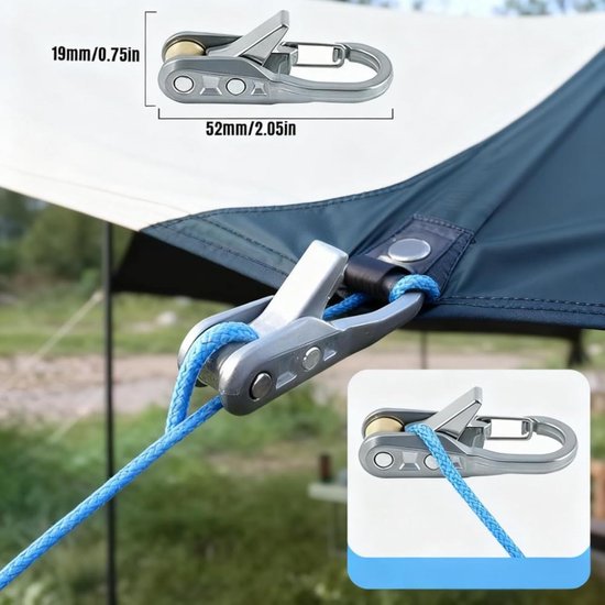 8-delige touwspanner met rollers - Touwratel - Robuuste paracord-spanner - 115 lbs - Ratel - Verstelbare ratel - Knooploos touwbevestigingsgereedschap - touw met roller spanner - gemakkelijk en stevig bundelen - voor tent, zeil en buitenuitrusting — afbeelding 2