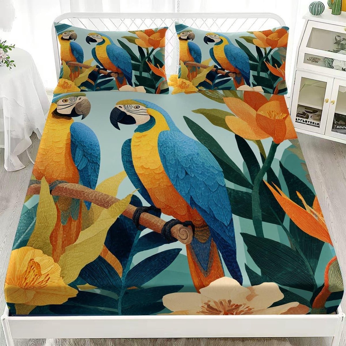 Hoeslaken set - Beddengoed set - Slaapkamer decoratie - Extra diepe zak - 80x160 cm - Lichtblauw
