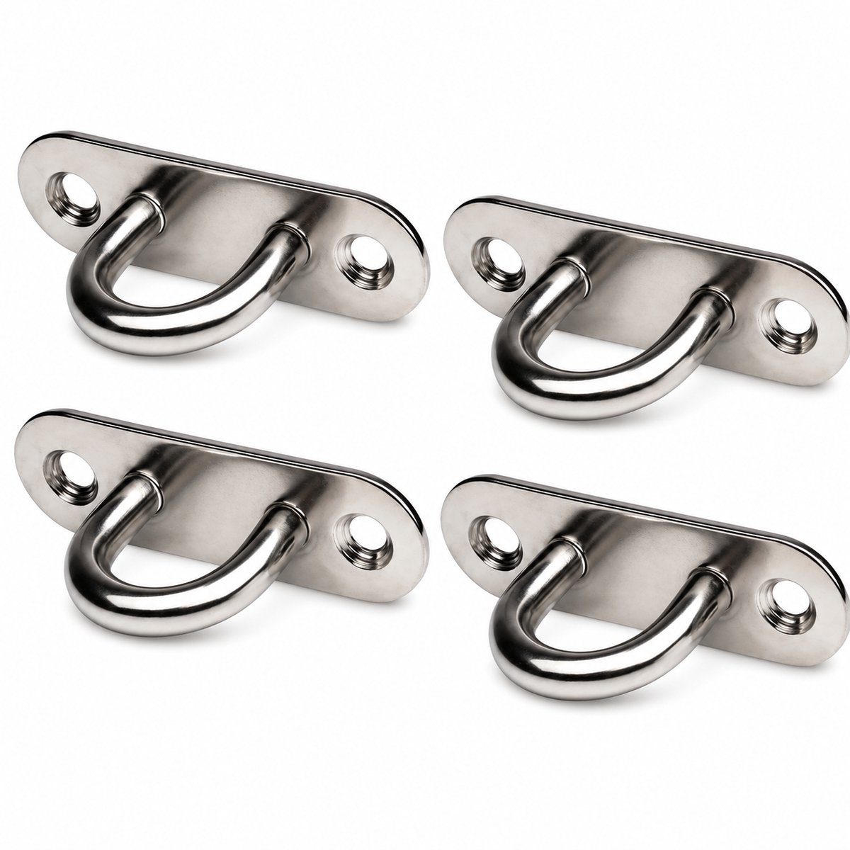 FSW-Products RVS Oogplaat 5 mm - Bevestigingsoog met Dekplaat - Wand- en Plafondhaak voor Hangstoel, Hangmat, Luifel, Zonnescherm, Boot & Touwen - Set van 4