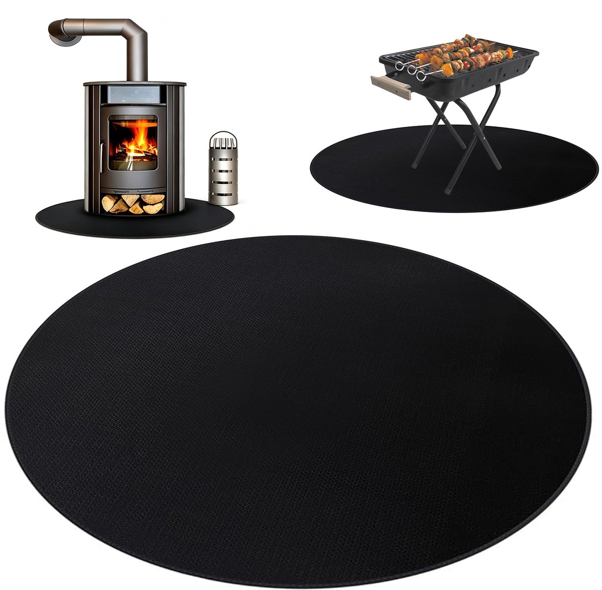 Hittebestendige Vuurkorfmat - Ronde Siliconenmat - 122cm - Brandwerende mat - Beschermt Tegen Hitte & Olievlekken - Opvouwbaar & Lichtgewicht - Voor haard, barbecue en kamperen