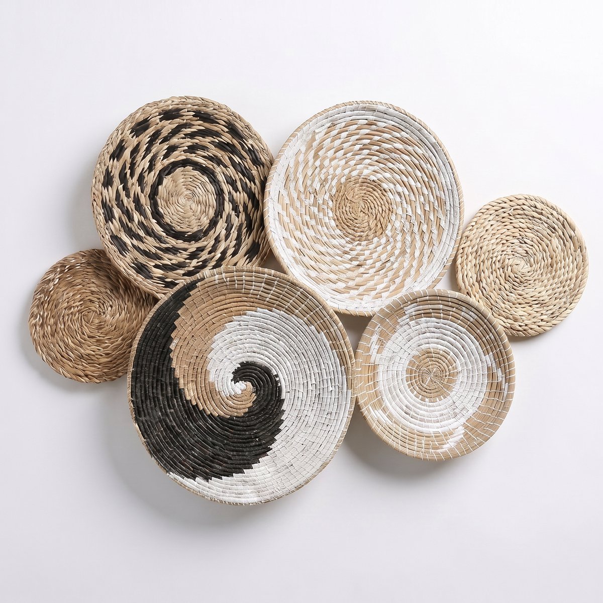 Niloc Boho Wanddecoratie Set 6 Stuks – Gevlochten Zeegras Wandmanden – Naturel