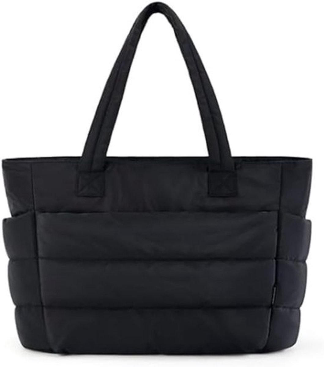 Katoenen Tas - Shopper – Boodschappentas - Draagtas – Schoudertas - Lichtgewicht Gewatteerde Tote Bag voor Dames - Ruim - Veelzijdig en Praktisch Dagelijks Draagta - 40x30x15 cm