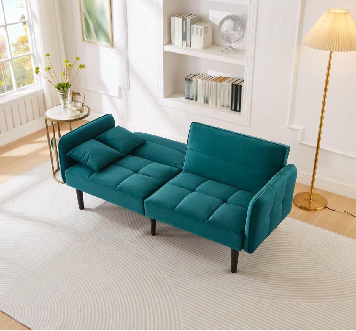 Verstelbare Slaapbank - Tweezits Bank - Kleine Ruimtes - Apart Verstelbare Rugleuningen - 176x78x76cm - Antiek Groen