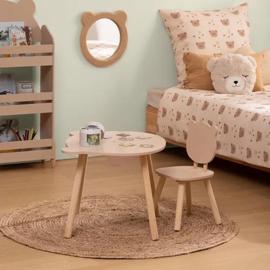 Atmosphera Kinder stoeltje Beertje - 2x - naturel - hout - D26 x H49 cm - bijzet stoeltjes van Atmosphera — afbeelding 2