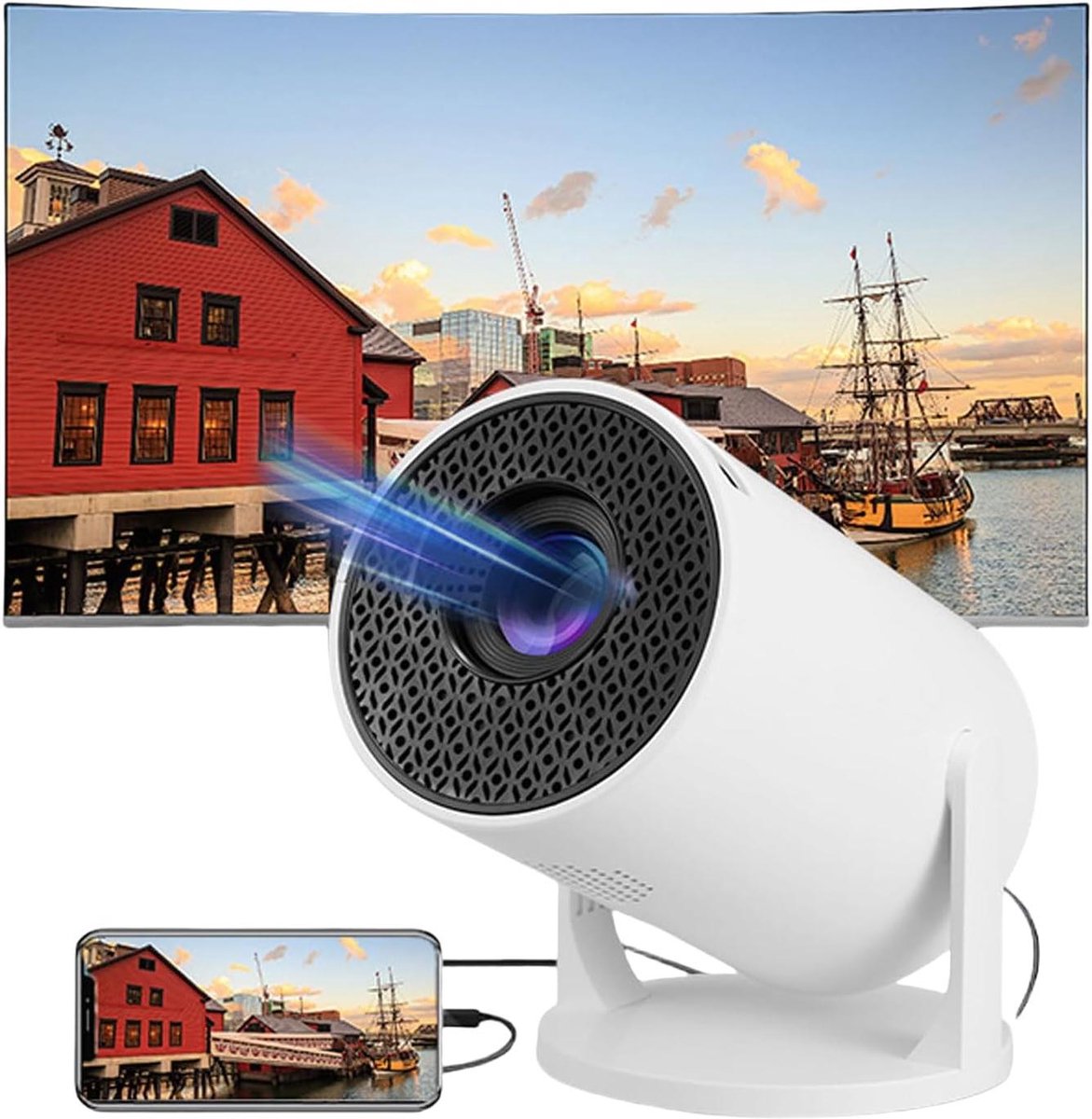 Draagbare Beamer - Mini Projector - Thuisbioscoop Creëren - Android 12 Smart - 180 Inch Beeld - Zwart