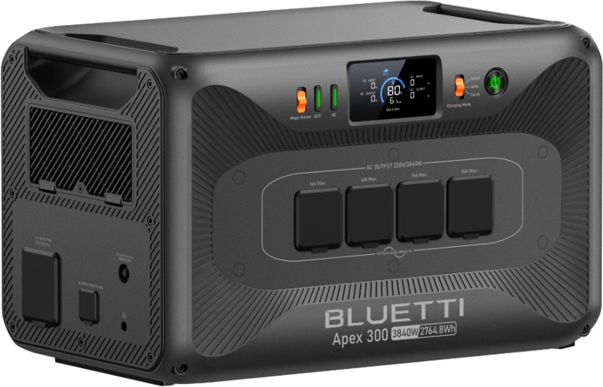 BLUETTI Apex 300 - 2764,8 Wh - 3840W - Duurzame energie - LiFePO4 - voor een levensduur van 17 jaar- app -Plug-and-play UPS- voor Thuis - Camper - off-grid - 99% VERLENGING.