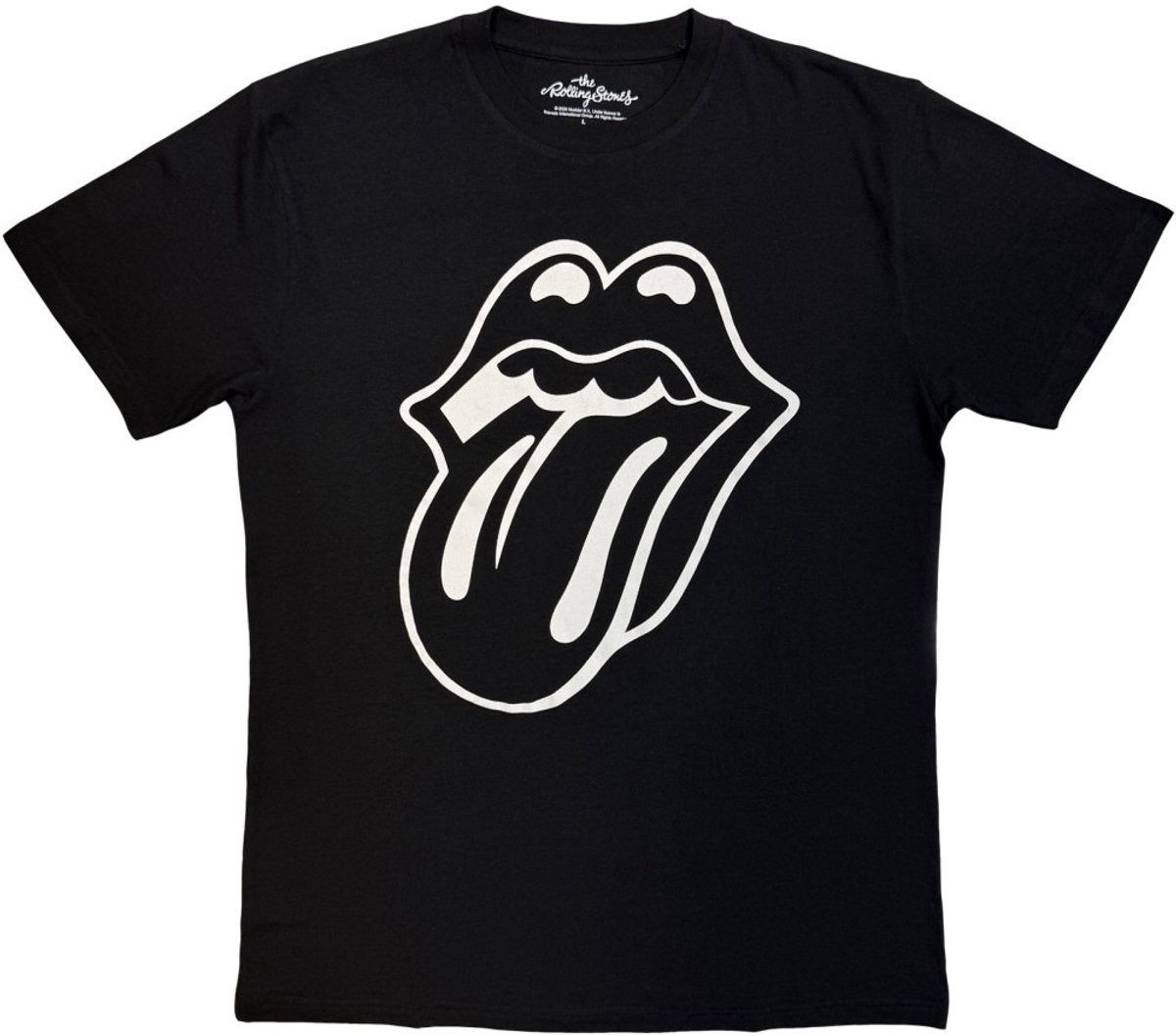 The Rolling Stones - Classic Tongue Mono Heren Tshirt - L - Zwart/Wit