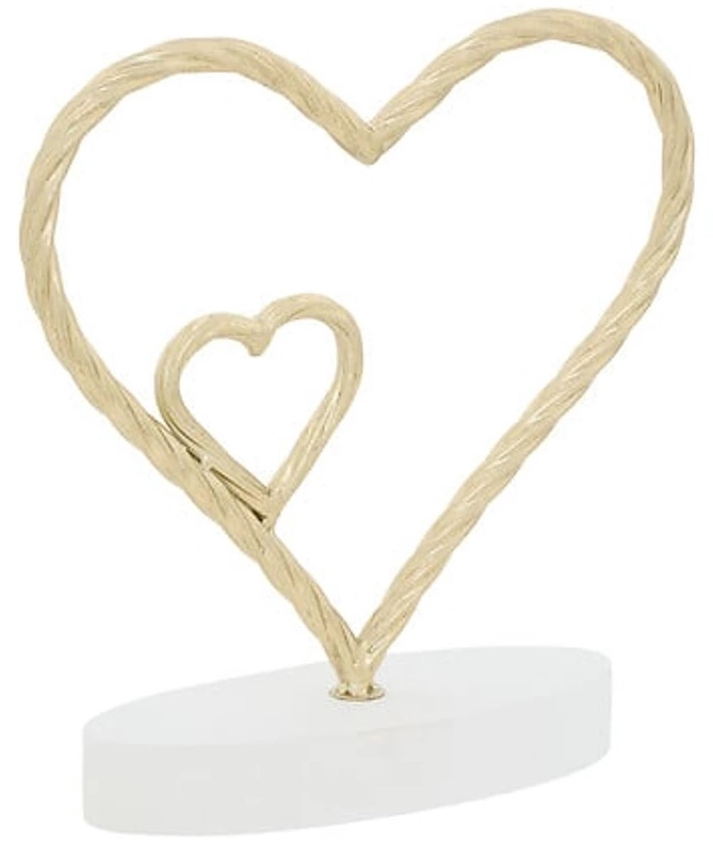 Decoratie hart goud metaal - op voet - 26 cm