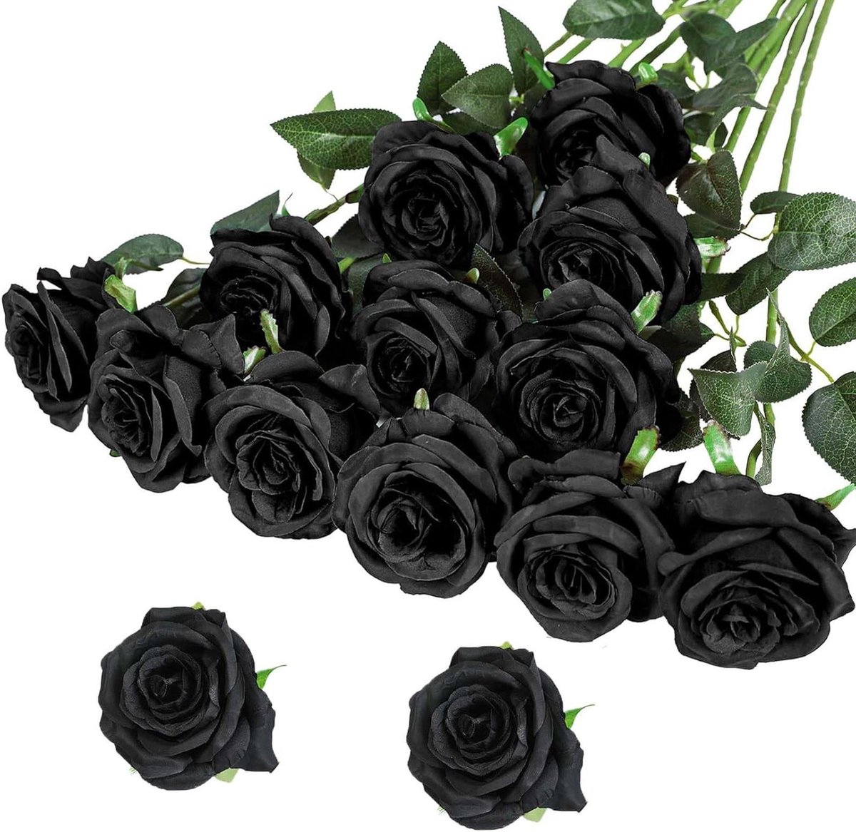 Kunstbloemen Rozen - Nep Rozen - Huis Decoratie - Vervagingsbestendig - 12 Stuks - Zwart