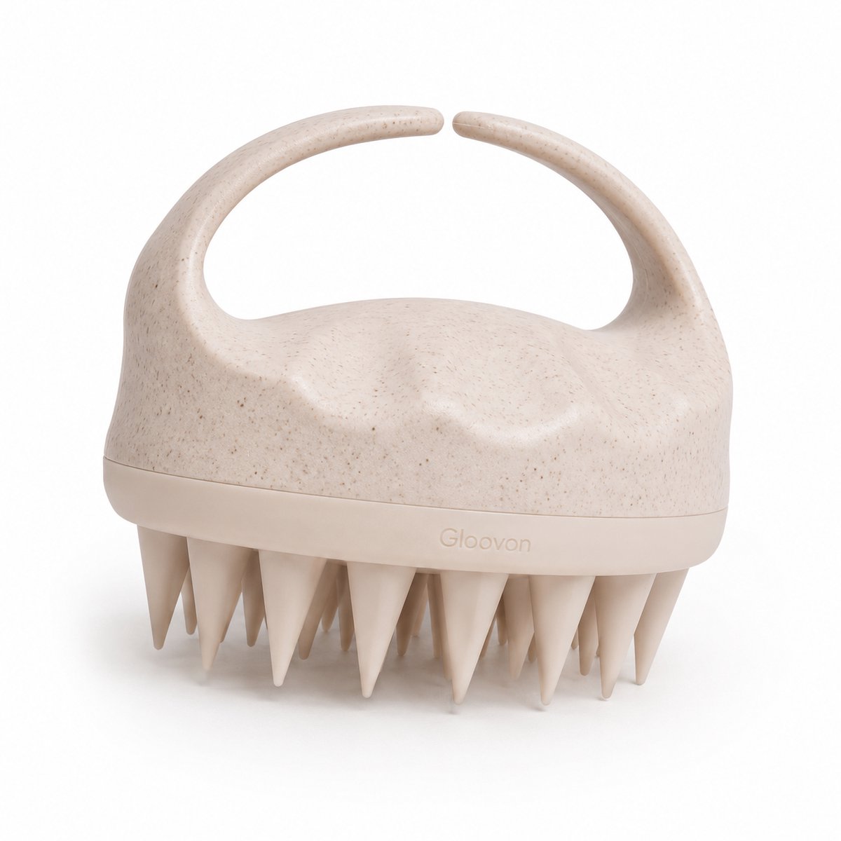 Gloovon® Hoofdhuidmassageborstel – Shampooborstel met Zachte TPEE Massagepunten – Voor Nat en Droog Gebruik – Tarwestro – 9 x 8 cm – Tarwebeige