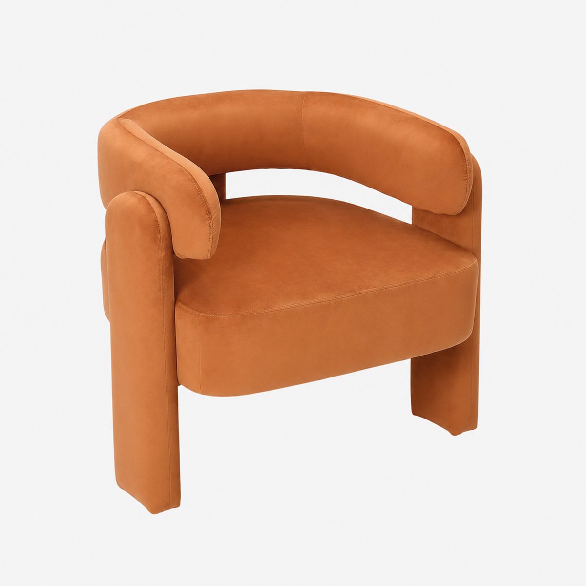 HomeMiYN Hoekstoel Oranje – Velvet Fauteuil met Brede Zitting, Comfortabele Vulling en Modern Design, Lounge Stoel voor Woonkamer, Slaapkamer en Leeshoek