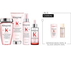 Kérastase Genesis Anti-haaruitval Routine + 2 Cadeau's - Bain Hydra-Fortifiant 250ml, Fondant Renforçateur 200ml, Défense Thermique 150ml & Serum Anti-Chute 90ml + Bain Hydra-Fortifiant 30ml & Glaze Drop 15ml Cadeau