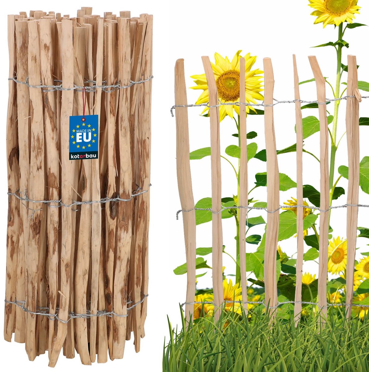 KOTARBAU Bloembedrand, Tuinafscheiding, Houten Tuinhek 0,9x5m, Schapenhek