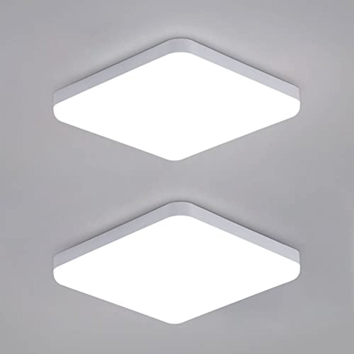 Riserva LED Plafondlamp Vierkant 2 Stuks - 32W - 3600 lm - 6500K Koud Wit - 25×25 cm Wit Plafondlamp Woonkamer Slaapkamer Keuken Badkamer
