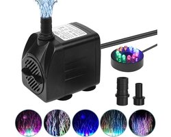 Mini-waterpomp - met 12 LED - Waterpomp - Aquariumpomp - Dompelpomp - kleine dompelpomp - voor aquarium, fontein, standbeeld, hydrocultuur, Vijvers - 16W