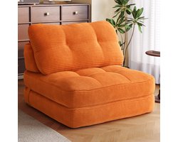 Guyii Opvouwbare Slaapfauteuil 1 Persoons Oranje, Corduroy S