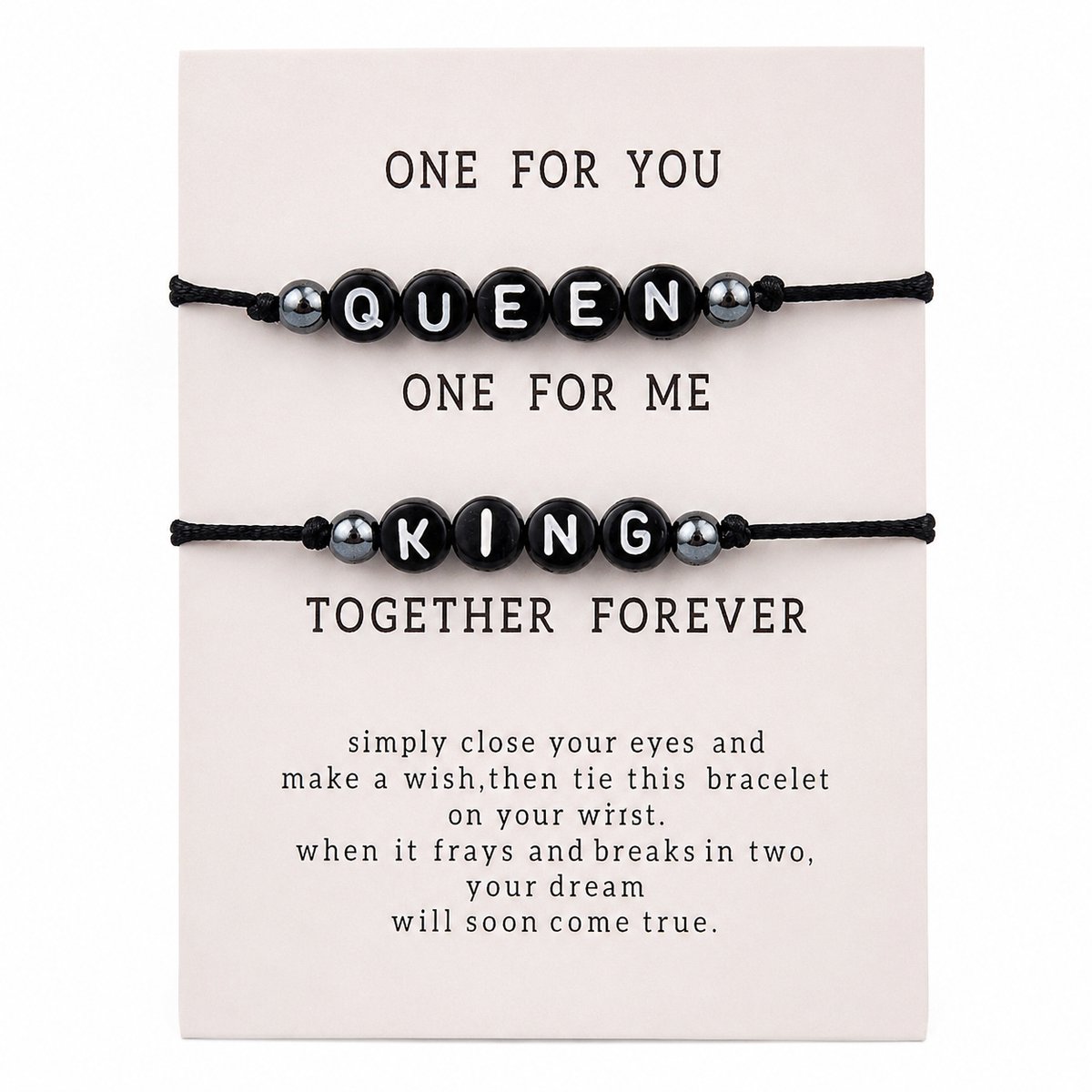 Engravia by Derya – Koppel Armband Set – Verstelbaar Koord met Letterkralen – Minimalistisch Design – Cadeau voor Koppels, Verjaardag of Valentijn