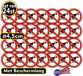 Jerma - Sticker - Honden Verboden te Poepen – 24 st - Ø 4.5 cm - Zelfklevend - Vinyl - Weerbestendig