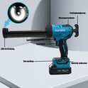 Blauw en zwart MAWIRON kitpistool met LED-verlichting aan de voorzijde.