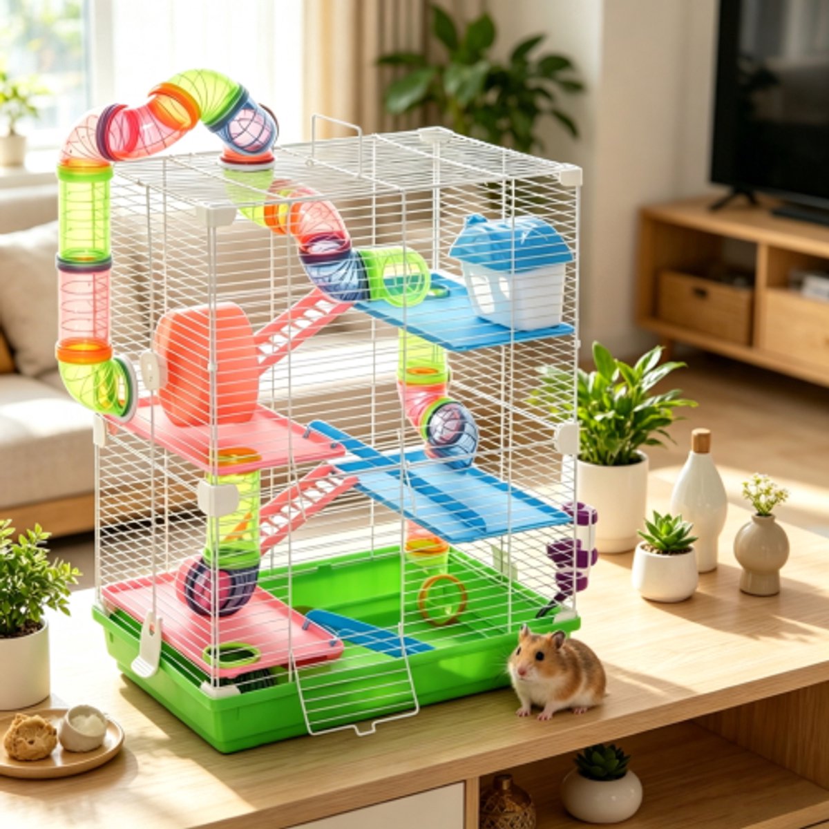 Dierenkooi, gerbilhuis, hamsterhuis, 5-laags verticaal ontwerp kooi voor kleine dieren