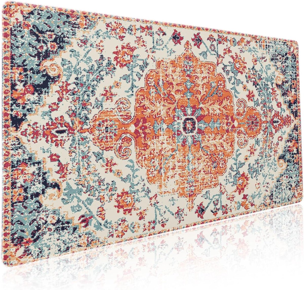 SnelShoppen - Boho Gaming Mouse Pad XXL 90x40 cm Vintage Carpet Bohemian Stijl Extended Desk Mat met Antislip Rubber Onderkant voor PC, Gamer, Kantoor