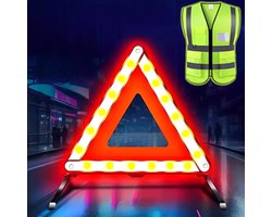 SnelShoppen - 2-in-1 Veiligheidsvesten Set met Waarschuwingsdriehoek, Fluo Reflecterend, Lichtgewicht, Ideaal voor Auto, Noodsituaties, Veiligheid, We