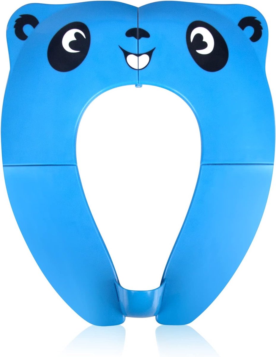 SnelShoppen - Baby Toilet Seat, Vouwbare Kinder Toiletpot voor Jongens en Meisjes, Draagbare Toiletbril met 8 Antislip Pads en 1 Draagtas, Panda Blauw