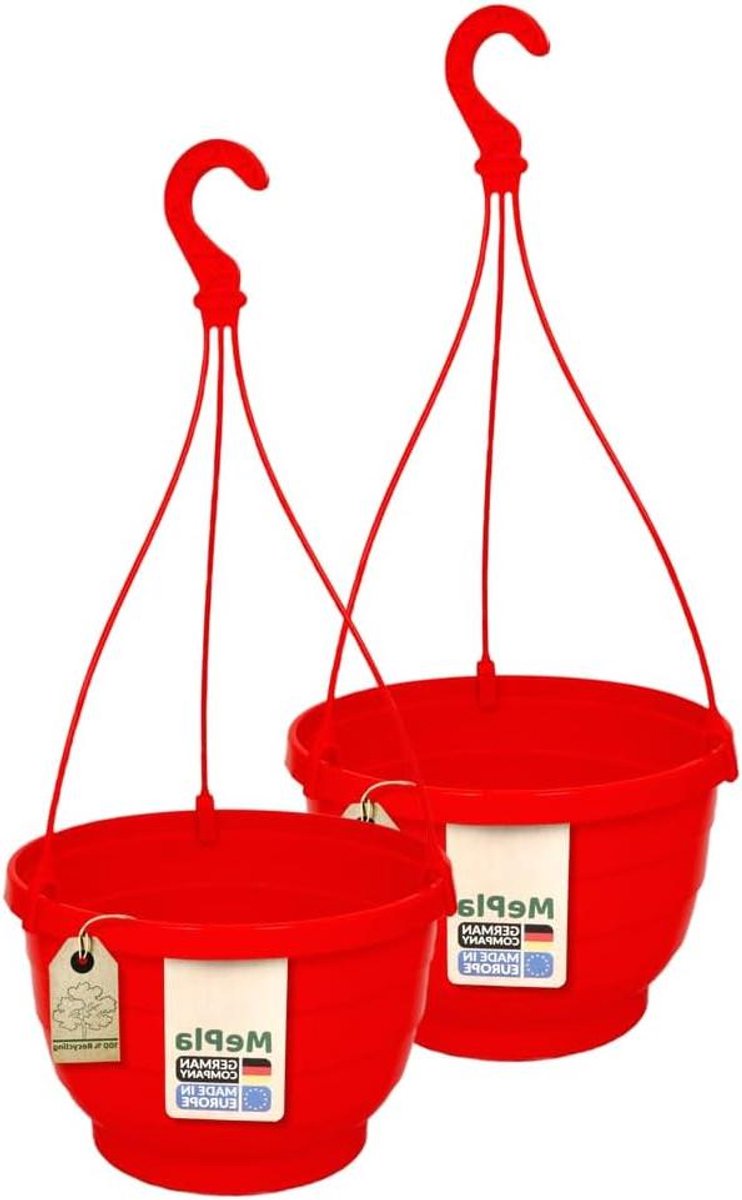 Stoplichten Plantenbak - Weerbestendige en UV-bestendige Plantenpot - Ø 25 cm - Rood - Set van 2 Stuks
