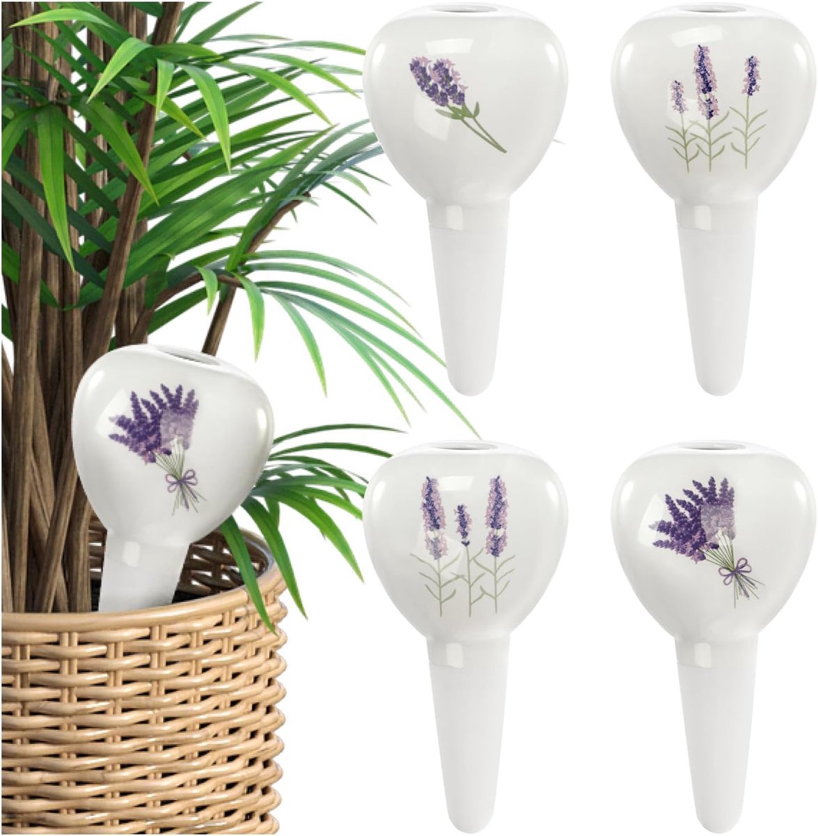 SnelShoppen - 4 x Automatisch Watergeven voor Binnenplanten - Waterdispenser voor Planten - Kleikegels voor Water geven - Hydrospikes (4 Stuks - Bloem