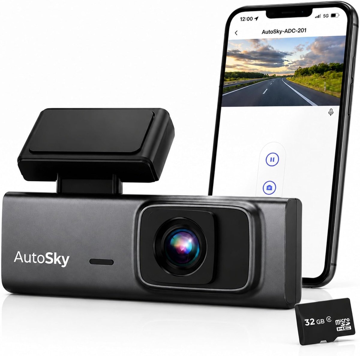 SnelShoppen - 2K Dashcam Autocamera met WiFi, G-Sensor, Loopopname, Nachtzicht, 32 GB SD-kaart, Groothoek 170° voor Auto
