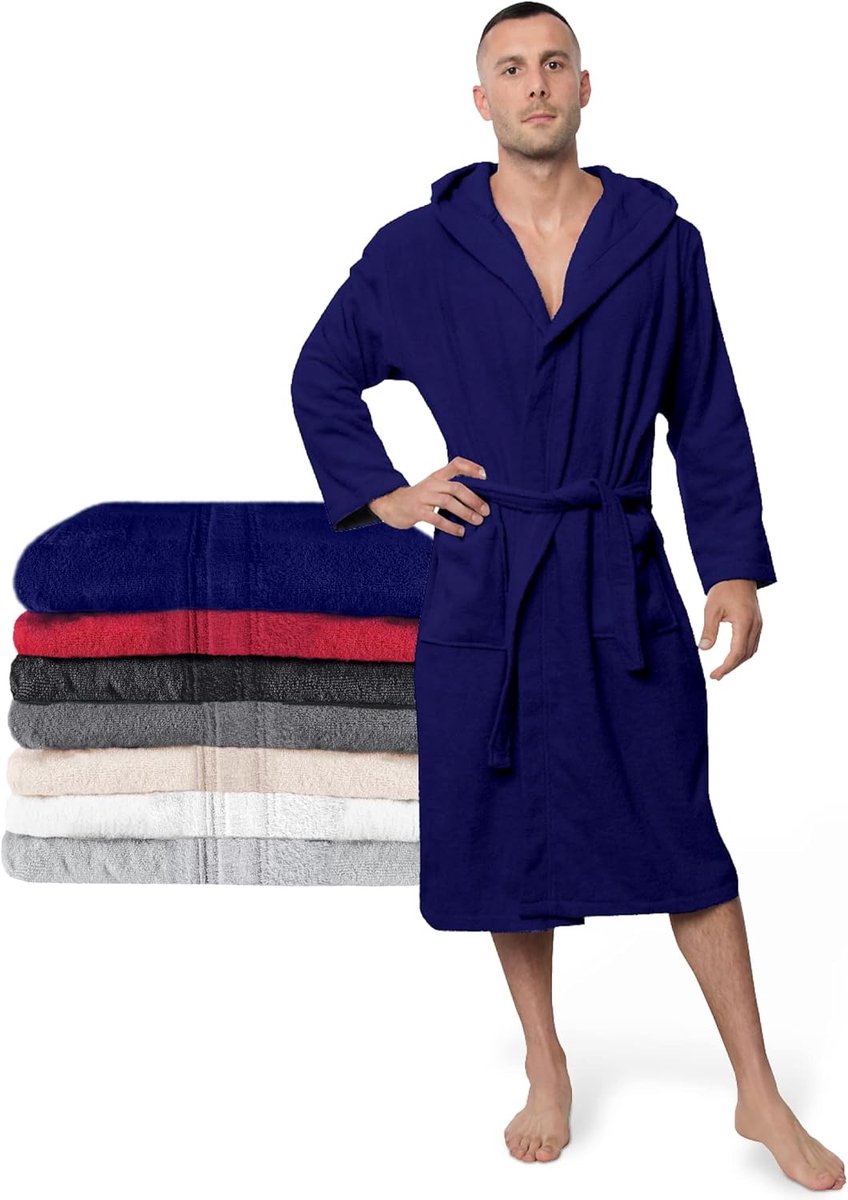 SnelShoppen - Luxe Badjas Heren - 100% Katoen - Zacht en Fluffy - OEKO-TEX Gecertificeerd - Ideaal voor Thuis, Wellness en Verwenmomenten