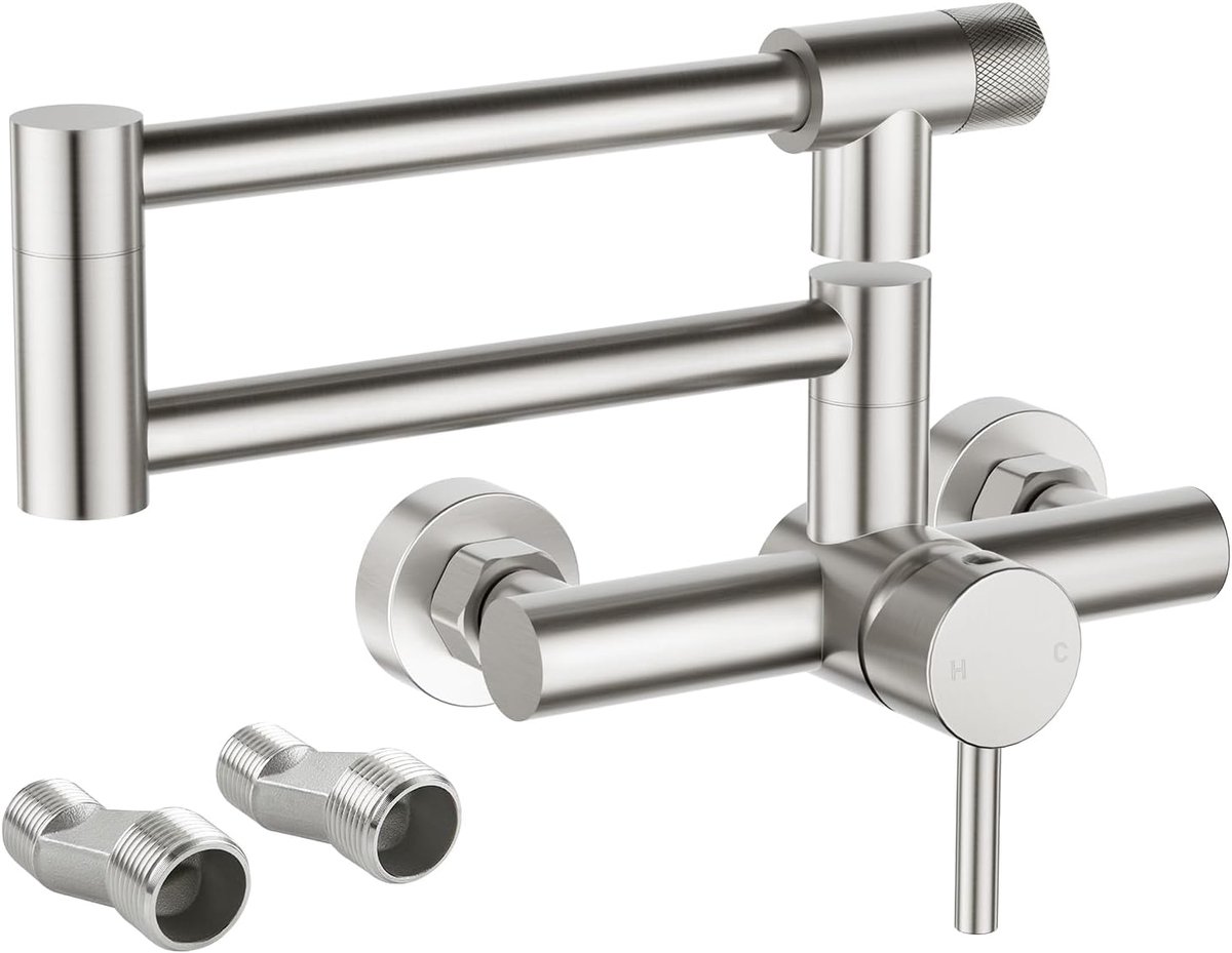 SnelShoppen - Keuken Kraan met 2 Water Jets, 360° Draaiend, Dubbele Handgreep, Rvs, Removable Aerator, Voor Keukens en Wastafels, Warm en Koud Water