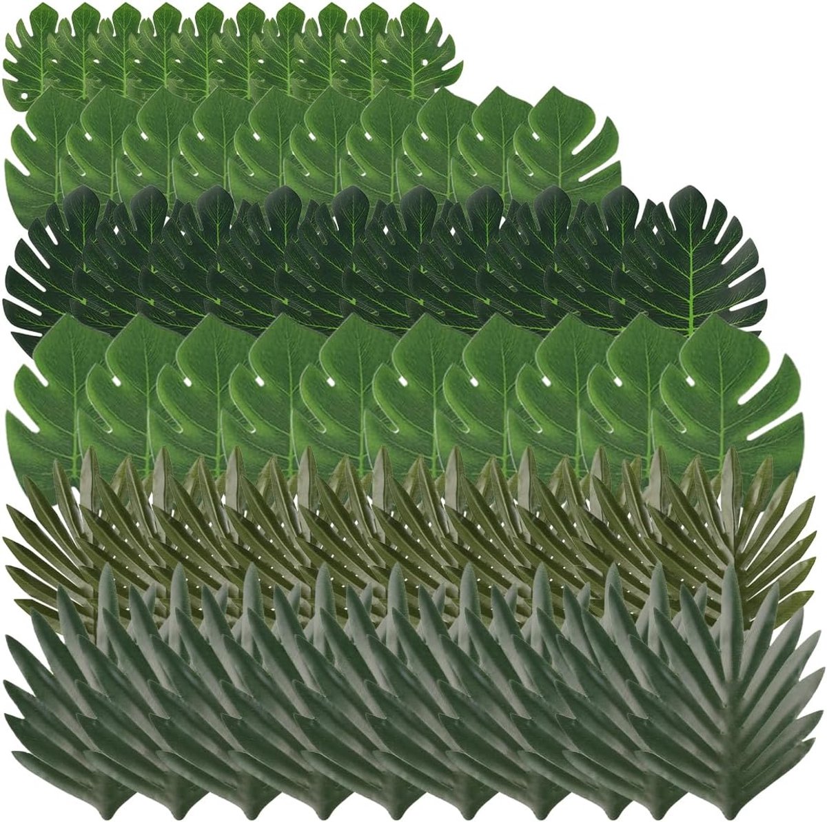 SnelShoppen - 60 Stuks Kunstpalmbladeren, Tropische Monstera Bladeren, Kunstmatige Palmbladeren voor Woondecoratie, Feestdecoraties, Hoogwaardig Plast