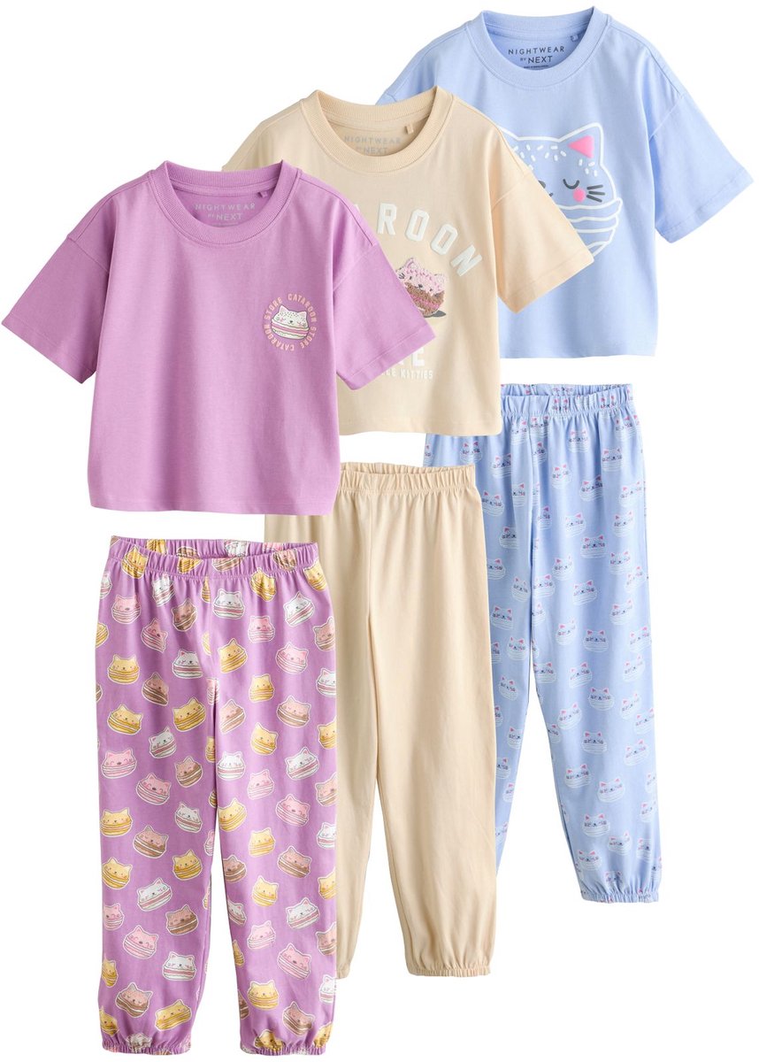 Next - Meisjes - Set van 3 pyjama's - Paars