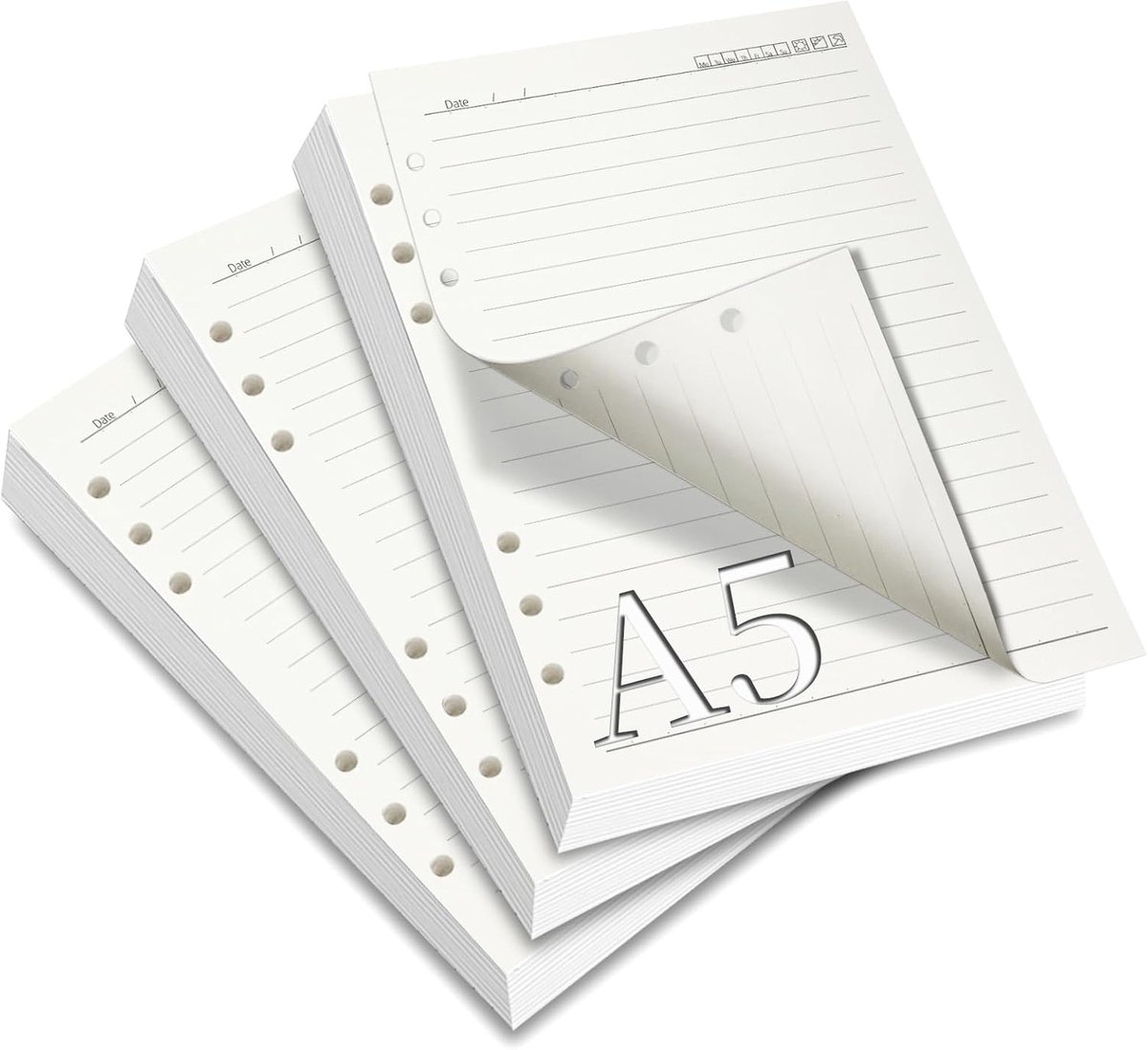 SnelShoppen - Navulpapier A5 Gelinieerd, 180 Vellen, 6 Gaten, 3 Verpakkingen, Ideaal Voor Notitieboek, Bullet Journal, Schetsen, Dagboek, Creatieve Pr
