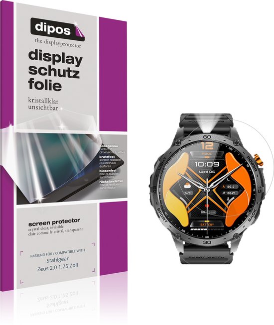 dipos – 6x Beschermfolie geschikt voor Stahlgear Zeus 2.0 1.75 Zoll | Krasbestendige & heldere Screenprotector Ultra-Thin