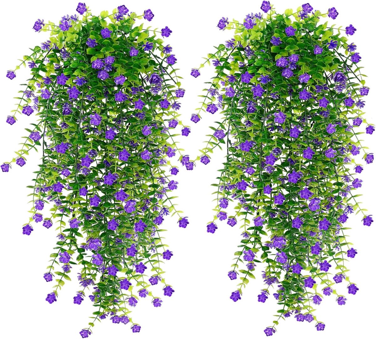 SnelShoppen - 6 stuks Kunstbloemen voor Buiten, Weerbestendig en UV-bestendig, Hangende Kunstplanten voor Balkon en Tuin, Paars, Perfect voor Decorati