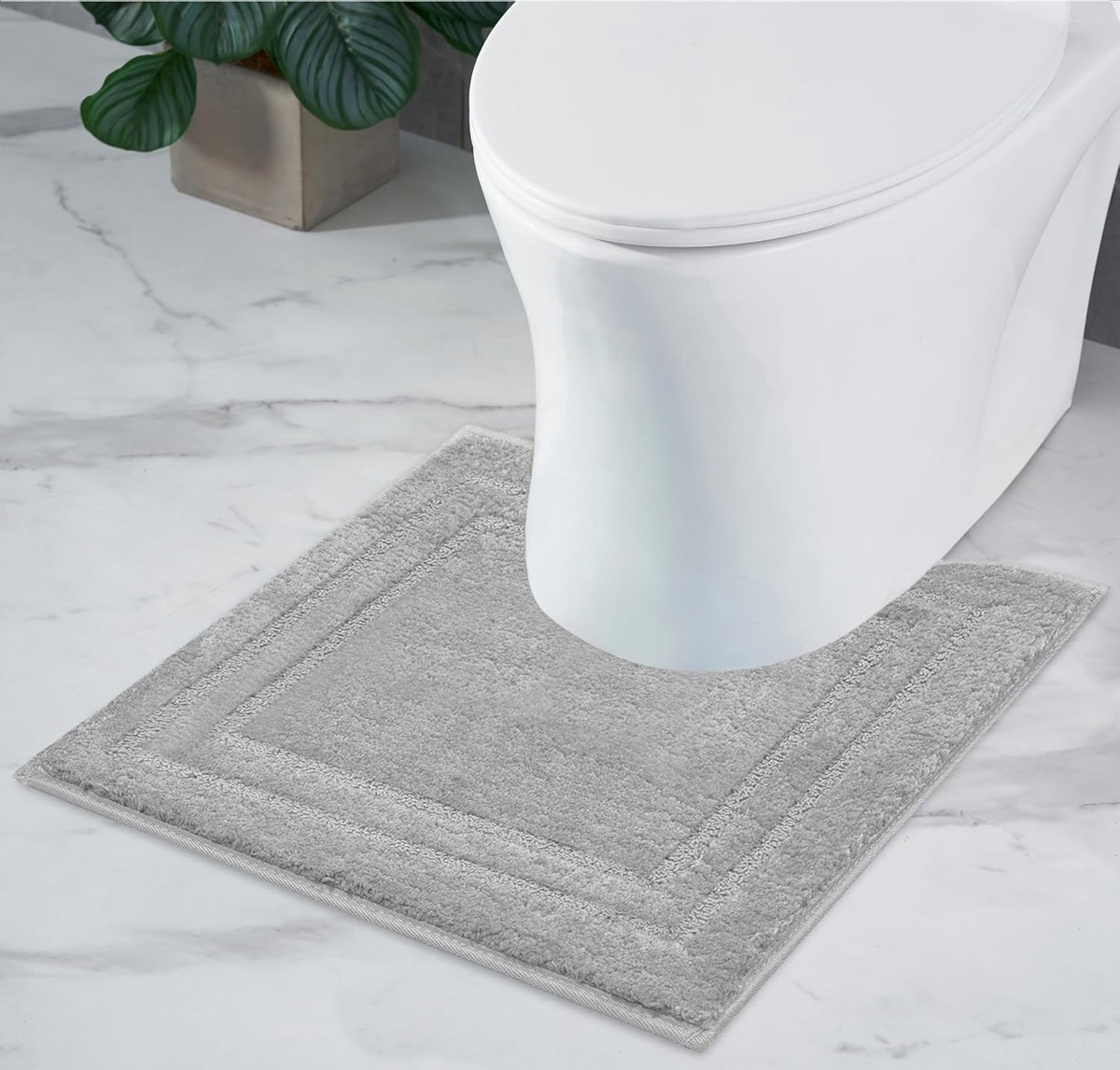 SnelShoppen - Decomira Badmat Anti-Slip 45x45 cm Grijs | Super Absorberend & Machinewasbaar | Voor Badkamer, Douche, Bad & WC | Eco-gecertificeerd Pol