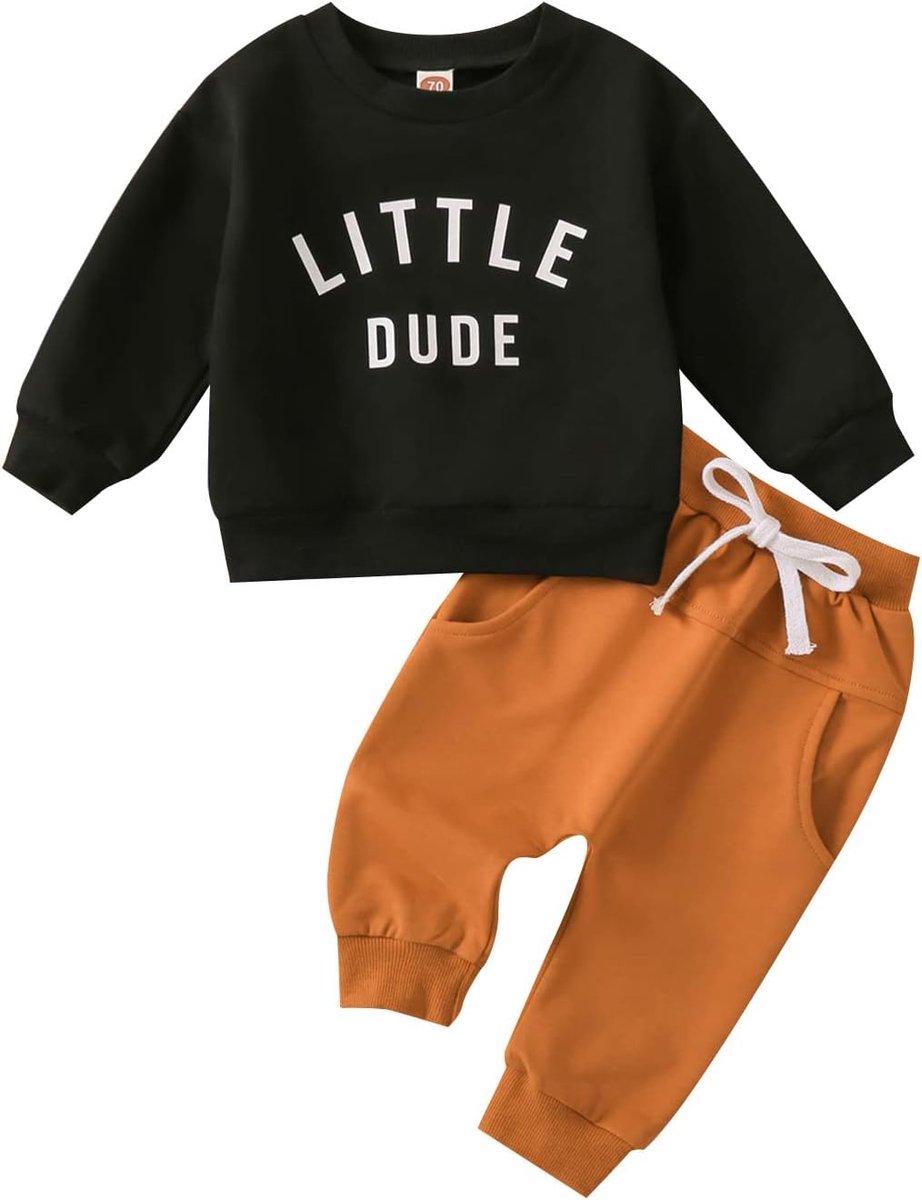 SnelShoppen - Babyjongens Kledingset Peuterkledingset Sweatshirt Broek Outfit Letterprint Katoen 95% Zacht Ademend Perfect voor Herfst en Speelgoed
