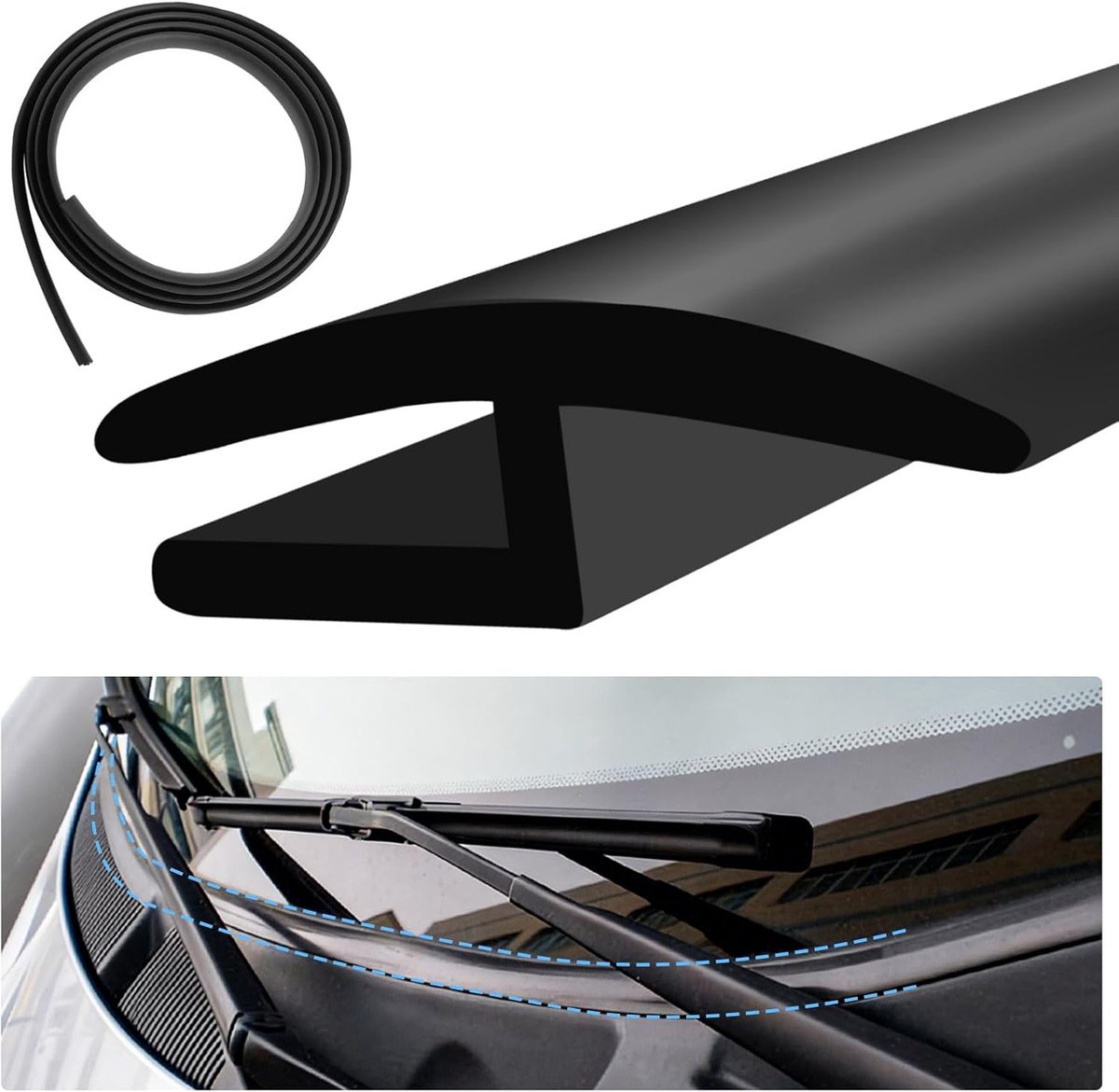 SnelShoppen - Rubberen Afdichting Voorruit H-Vorm Waterdicht Universeel 1,8m voor Auto's Vrachtwagens SUV's Campers Trillingsdempende Rubber Zwart