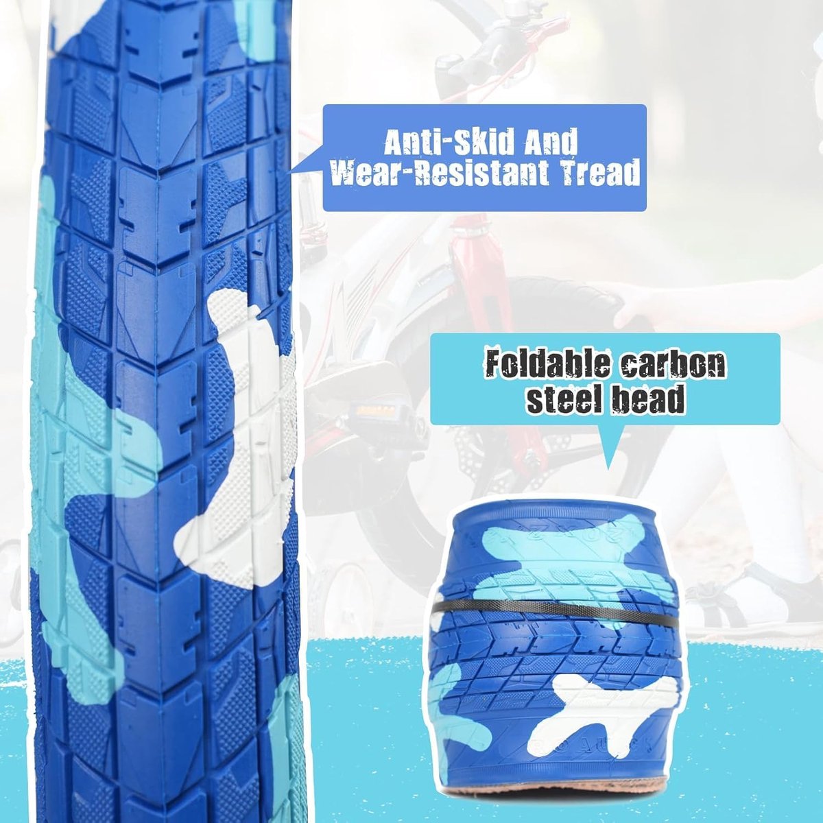 SnelShoppen - 2 Stuks ZUKKA 20 x 2,125 Fietsbanden Blauw voor BMX Kinderfietsen, Klapbanden met Binnenbanden, Geschikt voor 20 Inch Fietsen, MTB en Mo