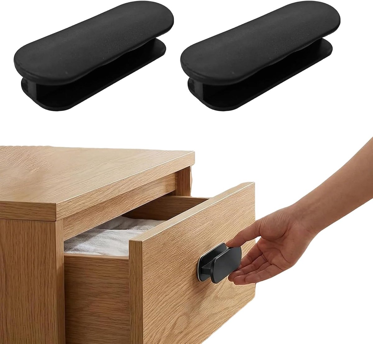SnelShoppen - Pack van 2 Zelfklevende Deurgrepen, Zwart, Ideaal voor Balkondeuren, Glasdeuren, Kasten en Ramen, Geen Schroeven Nodig, Duurzaam ABS Pla