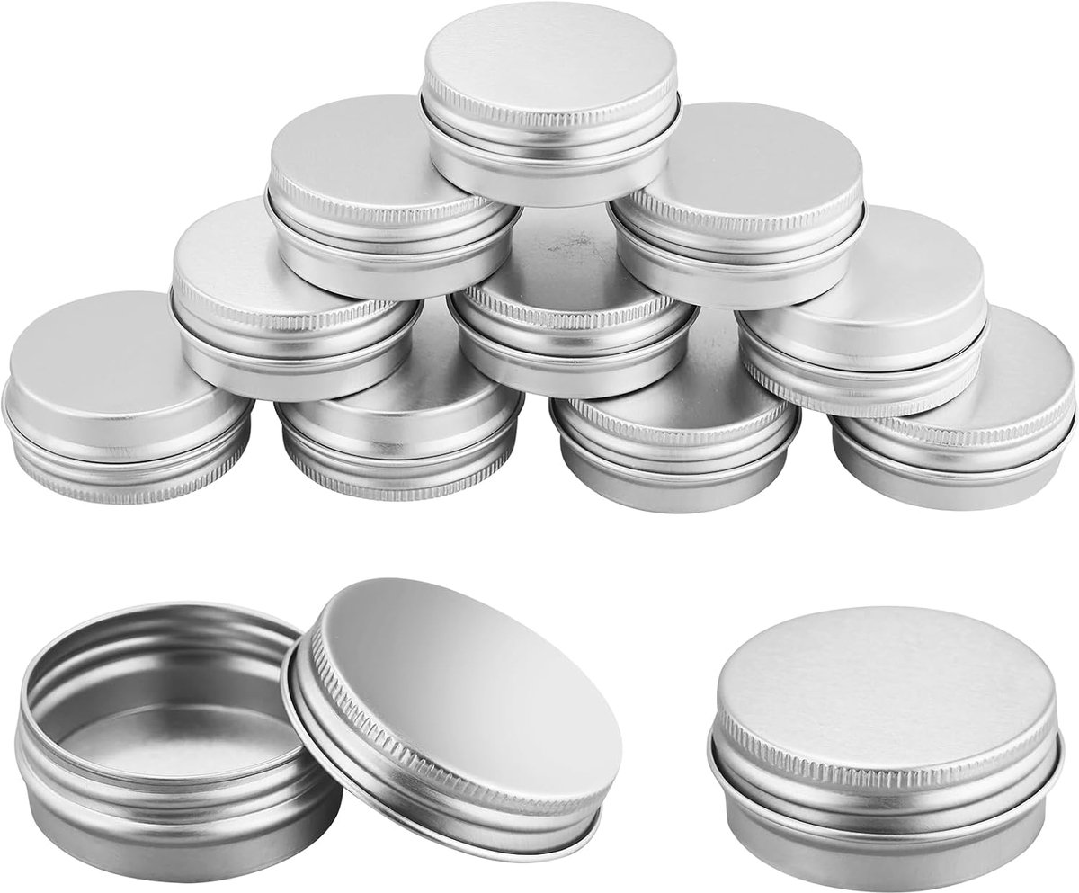 SnelShoppen - 11 Stuks Lege Aluminium Blikjes 15 ml - Met Schroefdop - Ideaal voor DIY Kaarsen, Crèmes, Cosmetica - Draagbare Metalen Opbergdoos - Zil