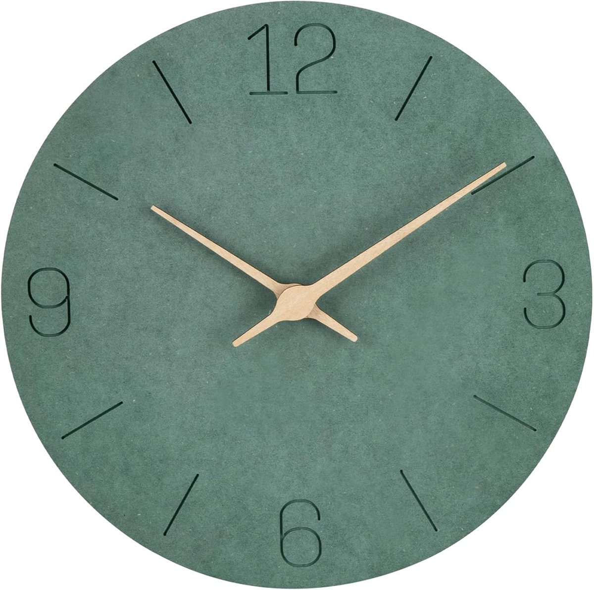 SnelShoppen - MDF Houten Wandklok 30 cm - Stille Quartz Klok Zonder Tikken - Moderne Design - Groene Skeleton Klok voor Woonkamer, Keuken, Slaapkamer,