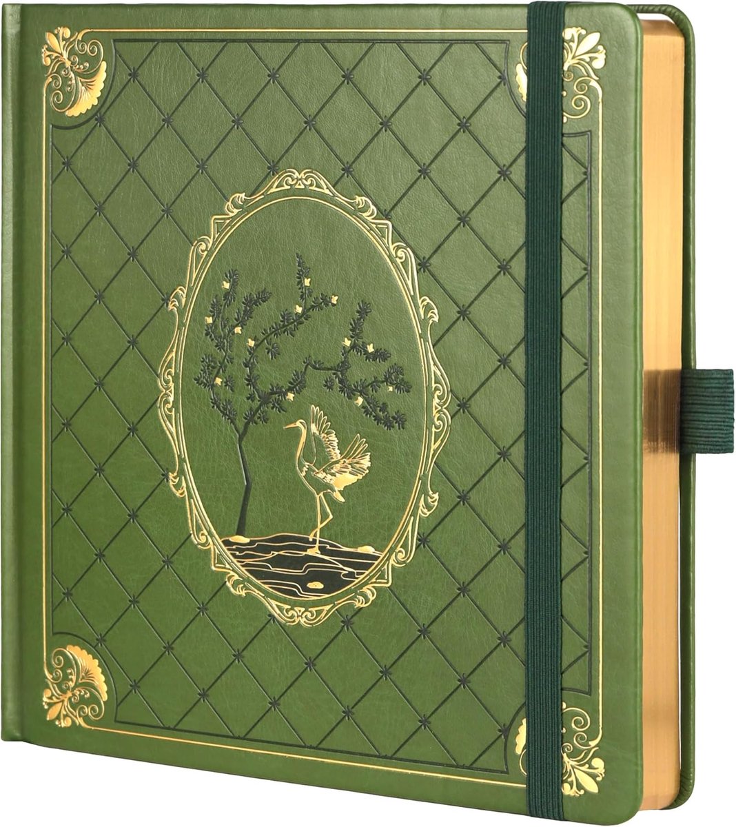 SnelShoppen - Bullet Dotted Diary - Hardcover PU Leather Notitieboek met 160 Genummerde Pagina's, 8x8 Vierkant Dagboek met Gouden Randen, Ideaal voor