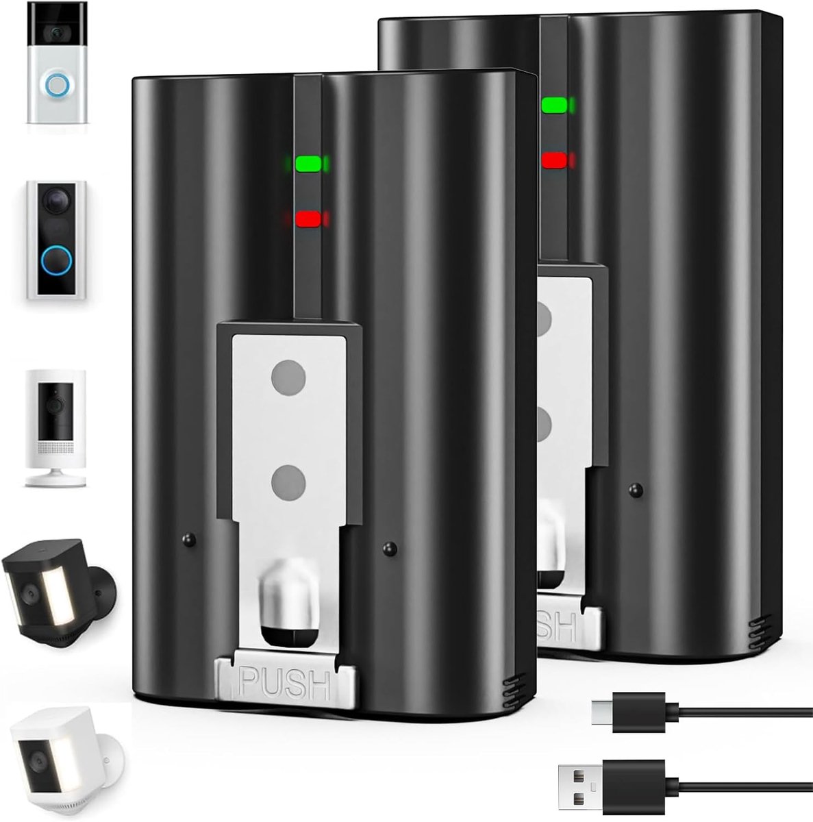SnelShoppen - 7200mAh Vervangende Accu voor Ring Deurbellen, Stick Up Cam en Spotlight Cam - 2 Pack - Hoge Capaciteit, Duurzaam en Betrouwbaar