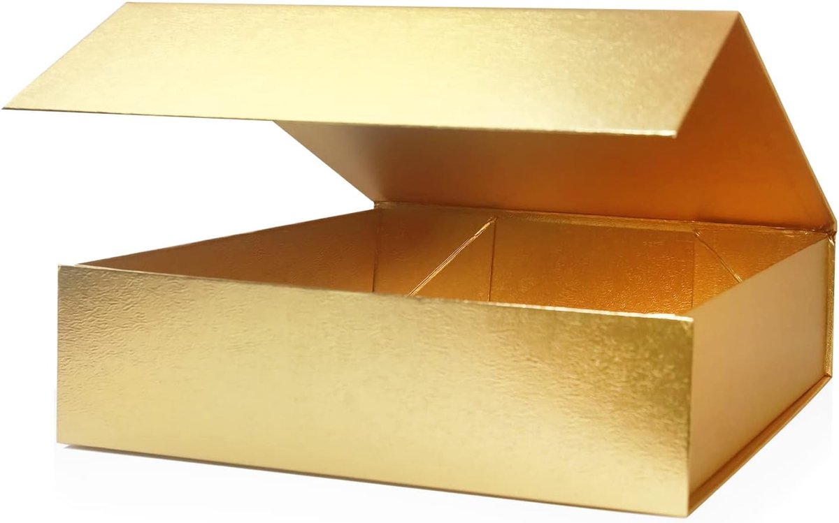 SnelShoppen - Luxe Magnetische Cadeau Dozen met Deksel 320x240x90mm - Gouden Vouwbare Kraft Kartonnen Box met Magnetische Sluiting - Perfect voor Fees